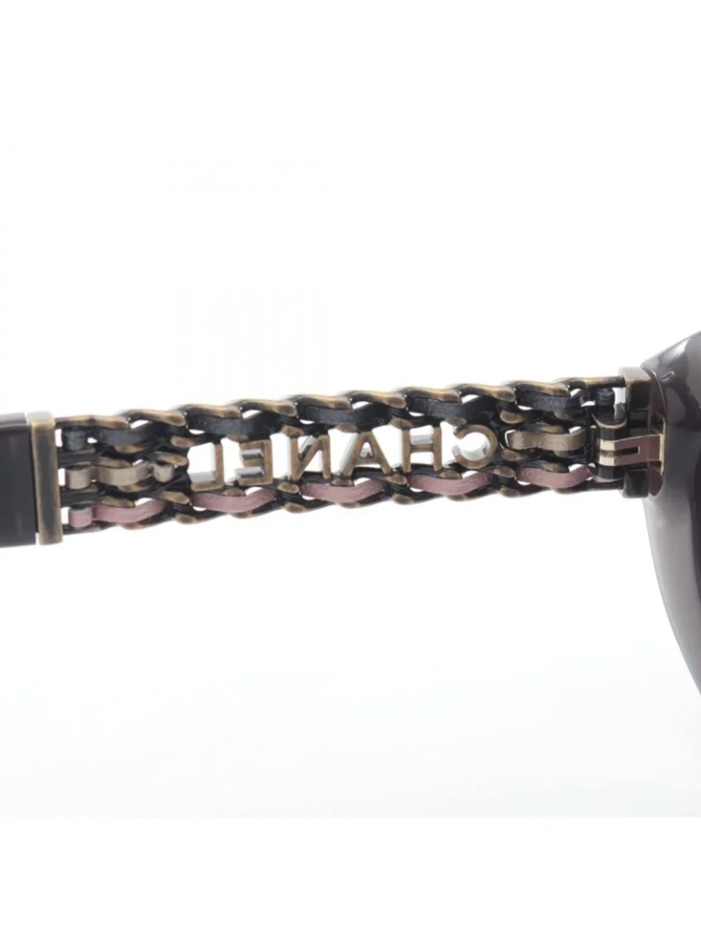 Chanel Sunglasses Logo Chain Gradient Lens Leather Eyewear